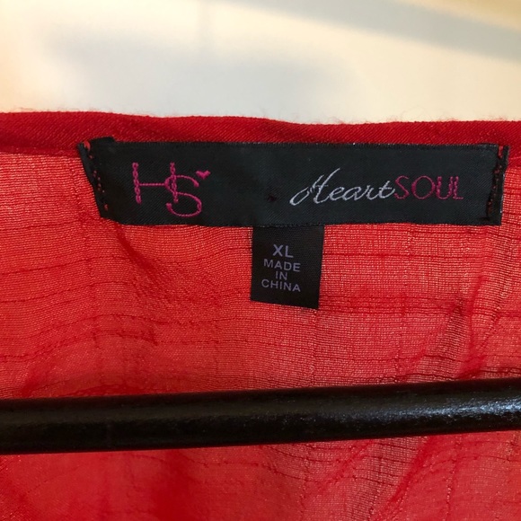 HeartSoul red pullover shirt with tie at waist - Picture 3 of 3